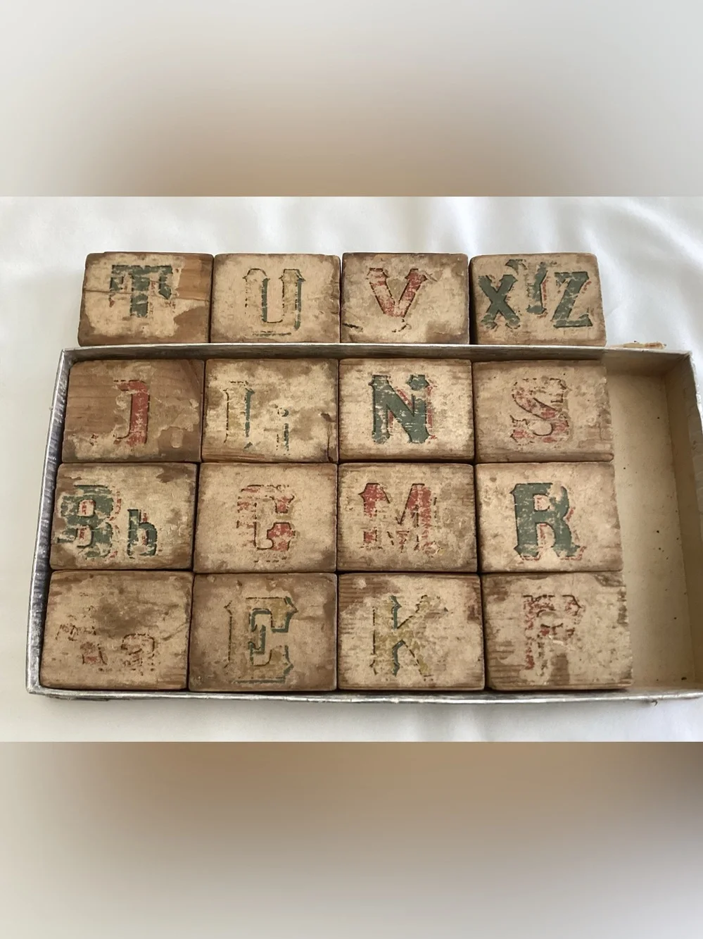 ANTIQUE Set of RARE Antique paper lithographed wooden Alphabet and picture
